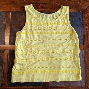 Yellow Lace-Stripe Tank Top